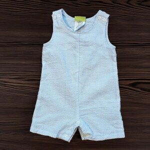 NWT Classic Whimsy Blue Pinstriped Seersucker Shortalls Size 18m